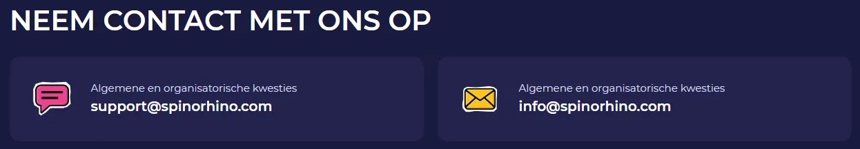 Spinorhino casino klantenservice ondersteuning