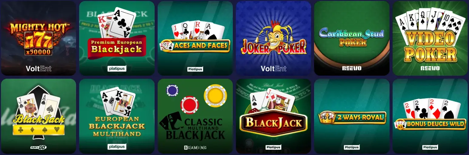 Tafelspellen en kaartspellen Spinorhino casino